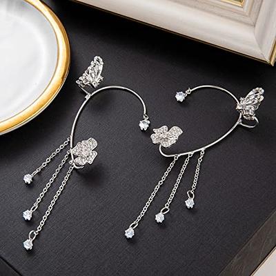 LOREMOW 2 Pair Butterfly Clip on Earrings Ear Flower Clip Earrings for  Women Dangle Non Pierced Earring Cuff Wrap Earrings Set Silver 17 - Yahoo  Shopping