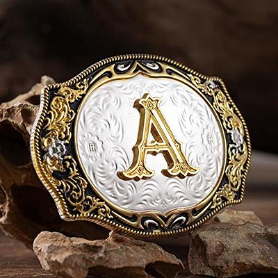 Western Cowboy Zinc Alloy Letters A To Z Belt Buckle Leather Belt