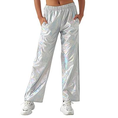 Festival Outfits - Shiny Holographic Silver Disco Leggings.