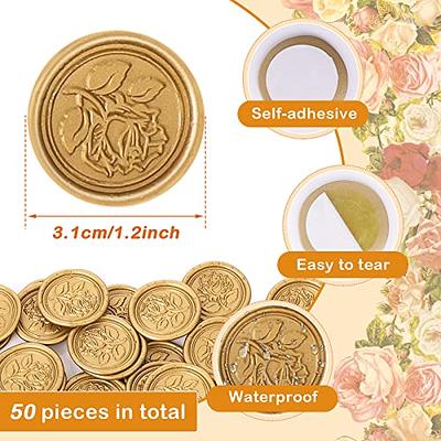 50 Pcs Gold Wax Seal Stickers, Gold Adhesive Envelope Sealing Stickers  Decoration for Christmas Gift, Wedding Invitaion, Birthday Party (Rose  Style)