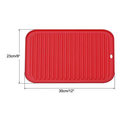 mDesign Plastic XL Kitchen Sink Dish Drying Mat and Grid - Extra Large - Red