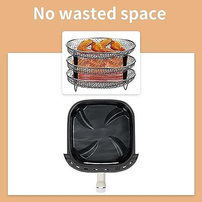 GUSTVE Air Fryer Racks Three Layer Stackable Dehydrator Racks Stainless  Steel Square Air Fryer Basket Tray Air Fryer Kitchen Accessories 