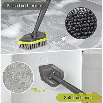 2-In-1 Shower Cleaning Brush with 46'' Long Handle, Fixable Shower Scrubber  for Cleaning, Flexible Long Handled Scrub Brush for Shower/Bathroom, Non