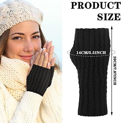 Fingerless Gloves Women – Warm Knitted Arm Warmers Womens Gloves Winter Fingerless Mittens Half Finger Ladies Gloves