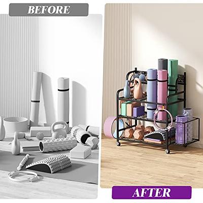 Home Gym Storage Rack, Yoga Mats Holder, VOPEAK Workout Storage for  Dumbbells, Foam Rollers, Kettlebells, Gym Equipment Organizer with Hooks  (Metal) - Yahoo Shopping