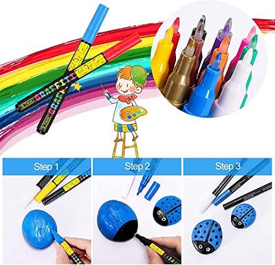  Morfone Acrylic Paint Marker Pens, Set of 12 Colors Markers  Water Based Paint Pen for Rock Painting, Canvas, Photo Album, DIY Craft,  School Project, Glass, Ceramic, Wood, Metal (Medium Tip) 
