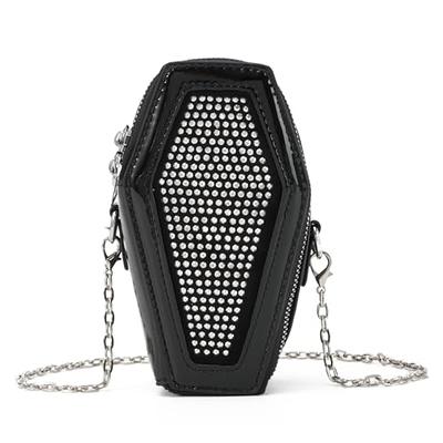 Fashion Gothic Mini Crossbody Bag for Women Coffin Shaped Small Handbags  Purse Ladies Halloween Party Shoulder Messenger Bags