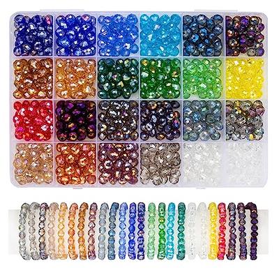 720pcs Glass Beads for Jewelry Making 8mm, 24 Colors Bead Bracelet Making  Kit Blue Round Loose Beads for Bracelet Earring Necklace Jewelry Making