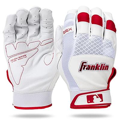 Franklin Powerstrap Chrome Adult Batting Gloves - White Small