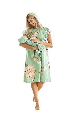 Baby Be Mine Maternity Nursing Robe and Matching Baby Swaddle Blanket Set,  Hospital Labor and Delivery