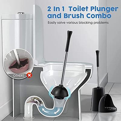 Toilet Plunger Bowl Brush Set: Hideaway Heavy Duty Toilet Plunger