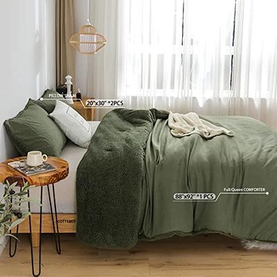 COTTEBED Warm Ultra-Soft Sherpa Bedding Comforters Sets Queen Size Double  Bed, Light Weight Fluffy Cotton Fleece Down Alternative Reversible Comfort  PillowSham Fall Winter(Olive Green,Full/Queen) - Yahoo Shopping