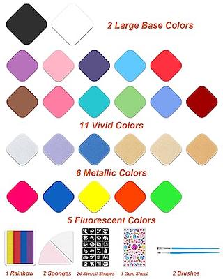 Face Painting kit for kids, 24 Color Washable Face Painting kit with  stencils, Professional Body Face Paint 24 Stencils, Sponge, for Party,  Christmas