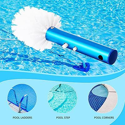 Corner and Step Pool Round Brush, Pool Step and Corner Brush, 180 Degree  Rotation Handle Scrub Brush for Ground Swimming Pools, Spas, Hot Tubs,  1-1/4