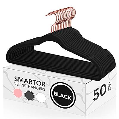 Smartor Velvet Hangers 50 Pack, Black Felt Hangers Non Slip with Rose Gold  Hook, Premium Felt