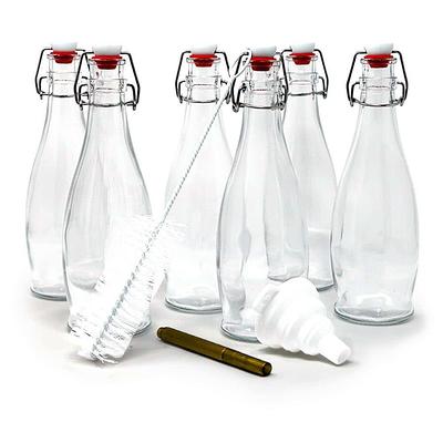 Clear 8 Oz Glass Milk Bottles Set