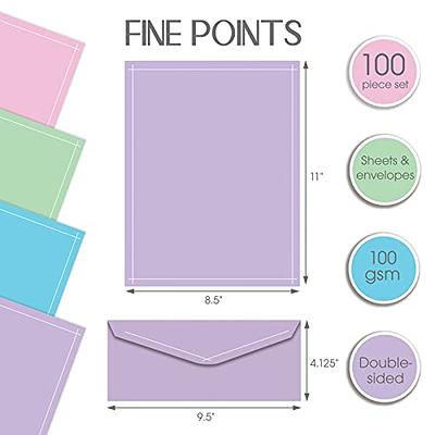 Assorted Solid Color Stationery Paper Set, 100 Piece Set (50 Sheets + 50  Matching Envelopes), Letter Size 8.5 x 11 inch, 4 Colors/Designs, Double  Sided Printing Paper, by Better Office Products - Yahoo Shopping