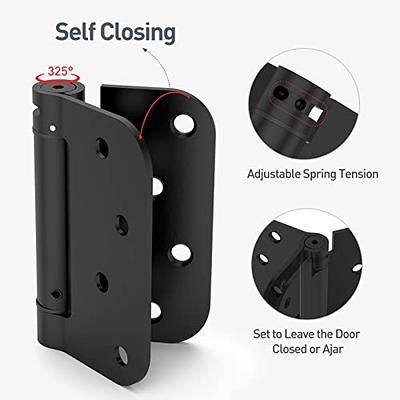 HOSOM Self Closing Door Hinges, Spring Loaded Hinges 4 Inch, Adjustable  Tension for Garage, Front Door