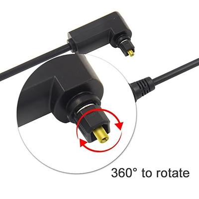 90 Degree Optical Audio Cable, Slim Digital SPDIF Audio Optical Cable, 360  Degree Right Angle Fiber Optic Toslink Cable for Sound Bar, TV, PS4, Xbox
