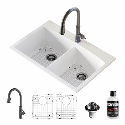 Karran QT-812 Quartz 33 in. Large Single Bowl Drop-In Kitchen Sink in White