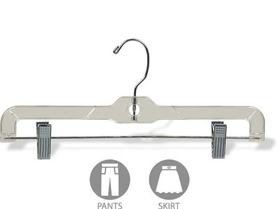 International Hanger Plastic Top/Coat Hanger, Clear Finish with Chrome Hardware, Box of 100