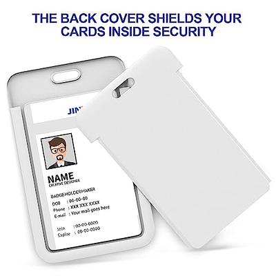 JINEASY ID 2 Pack White Hard Plastic ID Badge Holder Vertical Lanyard ID  Card Case - Yahoo Shopping