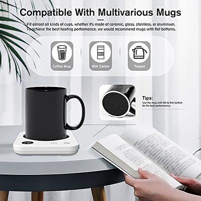 PEFEK Coffee Warmer & Mug Set, Flat Bottom Ceramic Tea Cup, with Timer &  Auto Shut Off, Electric Heating Plate for Desk Home Office, Coffee Lover