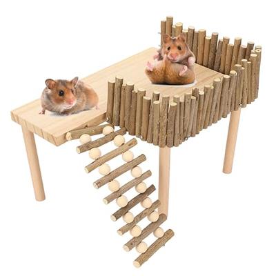 Kathson Pet Wood Ledges Platform With Chewing Toys Accessories For Mouse, Chinchilla, Rat, Gerbil,guinea-Pigs And Dwarf Hamster