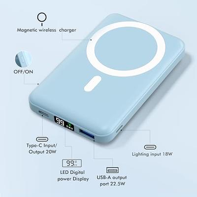 Magnetic Wireless Portable Charger, 10000mAh Wireless Power Bank A PD 22.5W  Fast Charging with USB-C LED Display Mag-Safe Battery Pack Compatible for