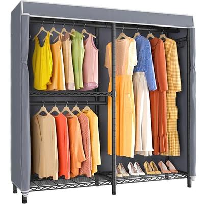 Tangkula Heavy Duty Metal Clothes Rack Freestanding Garment Rack w/ 6  Drawers & Shelves