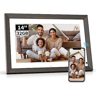 BSIMB 32GB 14 Inch Wood-Effect WiFi Digital Photo Frame HD IPS Touch Screen  Large Picture Frame, Remote Control, Auto-Rotate, Wall-Mounted, Share  Photos & Videos via App & Email, Gift for Grandparents 