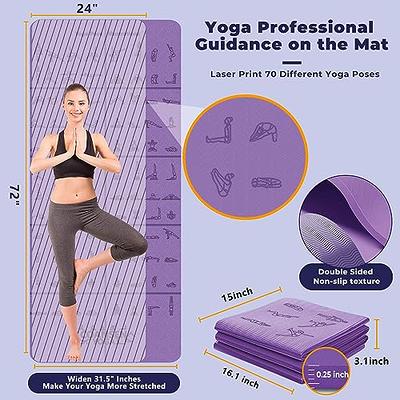Large Foldable Yoga Mat, Extra Wide Travel Yoga Mat Thick 50.4W TPE  Exercise Mat with Storage Bag Non Slip Yoga Mats for Home Workout Pilates  Workout