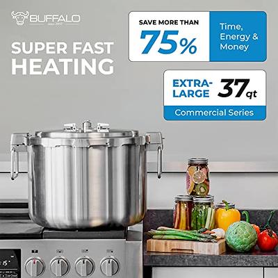 Buffalo 32 Quart Stainless Steel Pressure Cooker Extra Large Canning Pot  with Lid for Commercial Use - Easy to Clean Induction Stove Top Pressure