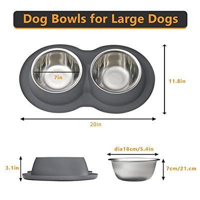 AIANDE Dog Bowls with Mat Extra Large Dog Bowl Set Green, Double Dog Food  Bowls for Medium Large Dogs, Stainless Steel Pet Bowls for Food and Water