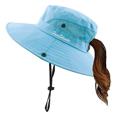 Mukeyo Toddle Child Kids Girl Summer Sun Hat Wide Brim UV Protection Hats  Foldable Ponytail Bucket Cap for Beach Fishing Pure Blue - Yahoo Shopping