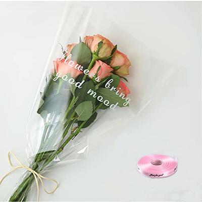 BEISHIDA 50 PCS Clear Flower Bouquet Bags Cellophane Flower Sleeves plastic  wrapping bags for Florist Bouquet Supplies Mother's Day Valentine's Day