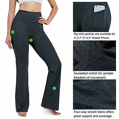  2 Back Pockets,Extra Tall Womens Bootcut Yoga Pants Flare Workout  Pants,37,Charcoal,Size M