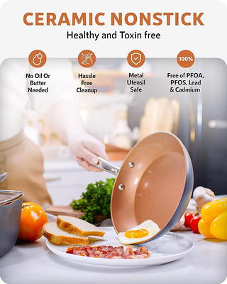  Pots and Pans Set with Detachable Handle - 12 Pcs Nonstick  Ceramic Cookware Set with Lids, Non Toxic Cookware Set, RV Cookware Set,Camping  Cooking Set, PTFE & PFOA Free,Oven Safe,Space Saving-Cream