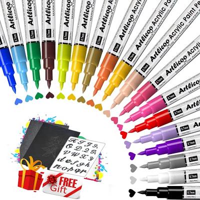 EscriWise 36 Colors Acrylic Paint Pens Markers,Dual Tip Paint Markers With  Fine Tip and Brush Tip,Paint Pens for Rock