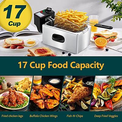 3L Stainless Steel Frying Pot Small Deep Fryer Pot with Basket Nonstick  with Oil Filtration with Strainer Basket Deep Fryer Pot for Fish Fries 