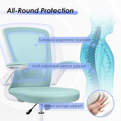 KERDOM Ergonomic Office Chair, Breathable Mesh Desk Chair with Headrest and Flip-Up Arms for Office,Gaming,Computer Lumbar Support Swivel Task Chair