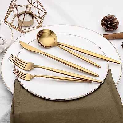 40 Piece Gold Silverware Set for 8, Terlulu Stainless Steel Flatware Set,  Gold Cutlery Set Utensils Set, Tableware Include Forks Knives Spoons for