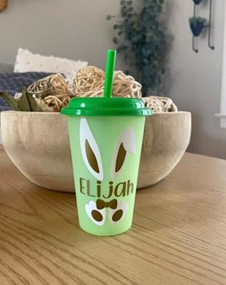 Bunny Ears Easter kids cups 12oz, kids cups with straws