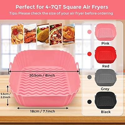 Square Air Fryer Liners Silicone, 8 IN 4 to 7 QT Food Grade Reusable Heat  Resistant Silicone Air fryer Bowls Inserts Baskets Pots Accessories for