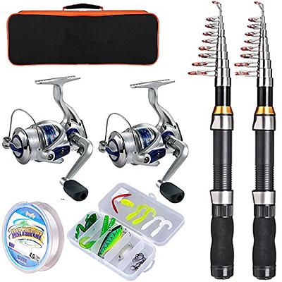  Kids Fishing Pole Set,Fishing Rod And Reel Combos,2PCS 15M  Telescopic Fishing Rods+Spinning Reel+Lure Baits