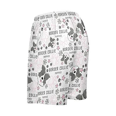 Ollabaky Men's Pajama Shorts Border Collie Cute Dog Pjs Bottoms