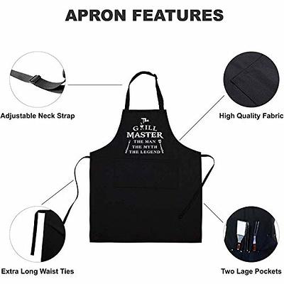 Funny Apron for Men - Dad The Man The Myth The Grill Master - Adjustable  Large 1 Size Fits All - Poly/Cotton Apron with 2 Pockets - BBQ Gift Apron  for Father, Husband, Chef