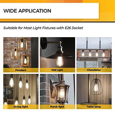 Hizashi Edison Bulbs Dimmable, Vintage E26 LED Bulb 60 Watt Equivalent UL  Listed, 4000K Cool White