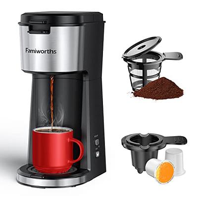 Frigidaire - Stainless Steel Single Serve Coffee Maker | 2 in 1 Ground  Coffee & K Cup Coffee Machine | 14 oz Brew Capacity with Adjustable Drip  Tray