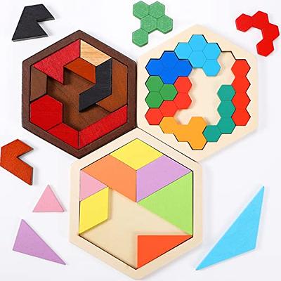  Wooden Shapes Puzzles Blocks Geometric Brain Teaser